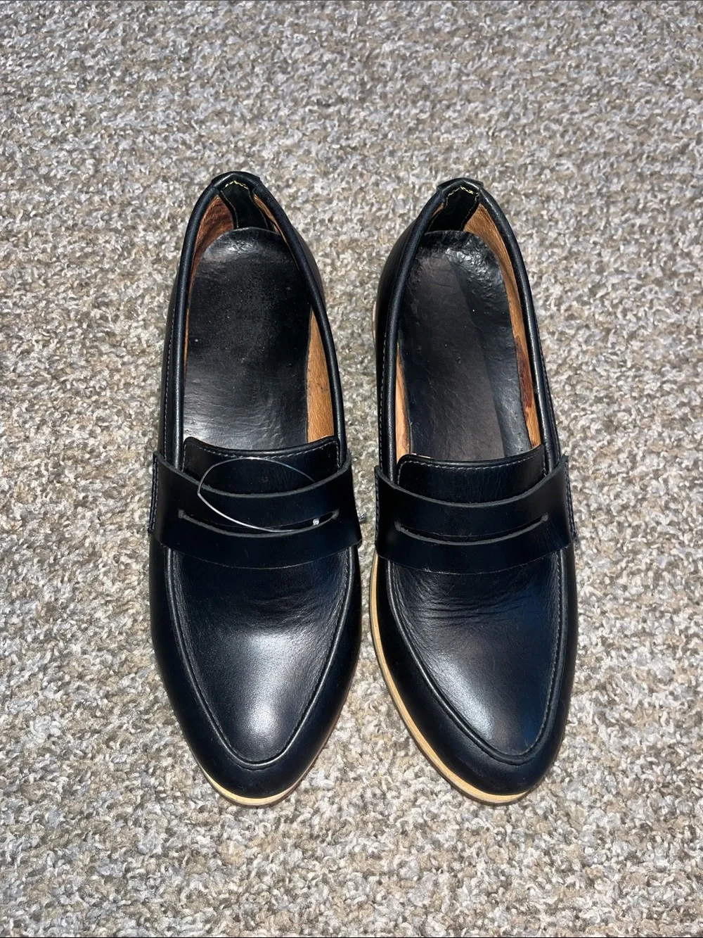 Men's Black Leather Penny Loafers